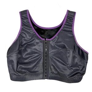 ENELL NL100 Women's High-Impact Front Hook Satin Wirefree Sports Bra Sz 6 42